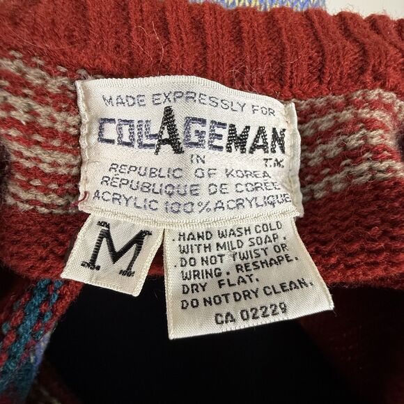 Vintage 70s 80s Knit Sweater Vest Southwestern Aztec Geometric Pattern - Picture 8 of 11